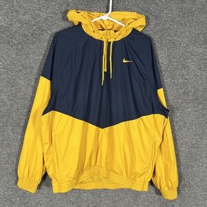 Nike SB Jacket Mens Large Navy Yellow Hooded Half Zip Windbreaker BV0979-451